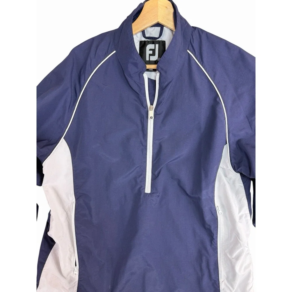 FootJoy FJ Golf Windbreaker Jacket Mens Medium Navy Blue 1/2 Zip Lightweight